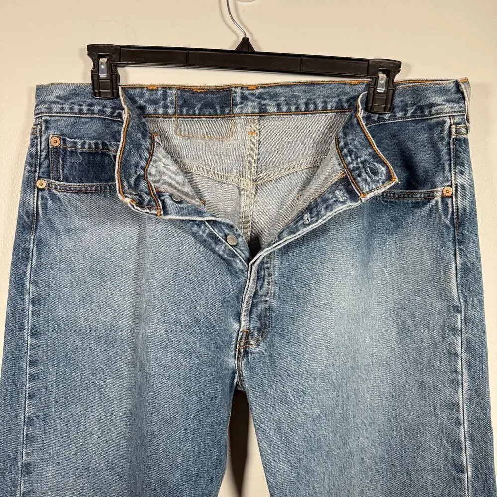 Levi’s 501 VTG 40x30 90s USA Rigid Cotton Denim Button Fly Measured 38x30